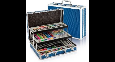 Tekendoos voor Kinderen en Volwassenen 139pcs met kleurpotloden en waskrijt - Schilderkisten - Stiften - Metalen Opbergkoffer