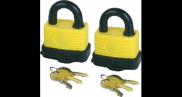 Bruder Mannesmann Hangslot met 3 sleutels - 2x - 40 mm - messing - waterdicht - kofferslot