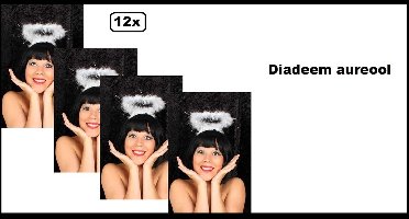 12x Diadeem aureool glitter - Heilig religie engel Carnaval thema feest festival optocht