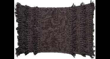 Dutch Decor FARA - Sierkussen 40x60 cm - 100% katoen - met franjes - Charcoal Gray - antraciet - Inclusief binnenkussen - Luxe kussens voor woonkamer & bank