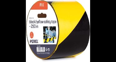 Perel Afzetlint op rol 250 m, ideaal voor tijdelijke afzettingen en evenementen, zwart/geel