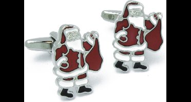 Manchetknopen - Kerstman met Zak Cadeautjes Rood en Wit