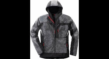 PROF fijnbrei-softshelljas grijs gemeleerd/zwart -mt S t/m 3XL.