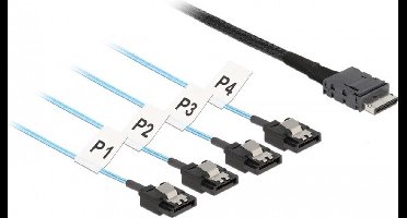 Kabel oculink SFF-8611> 4 x sata 7 pin 0,5 m metaal