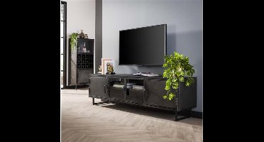 TV-meubel 180cm Rift metal - Gun metal