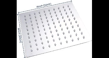 hoofddouche 8 inch, douchekop regendouche 20x20cm, ultradun, anti-kalk-sproeiers, vierkante, verchroomd
