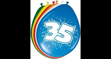 Folat Verjaardag leeftijd ballonnen - 35 jaar - 8x stuks - mix kleuren - feestartikelen/versiering