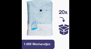 ABENA Molton Wegwerp Washandjes met PE – 1.000 washandjes - Voordeelverpakking 20 x 50 stuks – Van Kwalitatief Zacht, Dun en Sterk Materiaal – Hygiënisch – Met Plastic Binnenzijde - Voor Eenmalig Gebruik – Royale Handinsteek – Perfect voor Onderweg