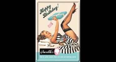 Happy Birthday Handsome! Metalen Postcard 10 x 14 cm
