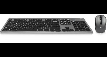 ACT draadloze slimline multimedia USB-A/USB-C toetsenbord en muis set - QWERTY (US) / grijs/zwart AC5710