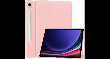 Hoesje geschikt voor Samsung Galaxy Tab S10 FE / S10 Lite / S9 FE / S9 - Screen Protector GlassGuard - SmartDefend Book Case Cover Kunstleer Rosegoud & Screenprotector