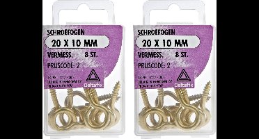 Deltafix Schroefogen - 16x - verzinkt metaal - 20 x 10 mm - ijzerwaren bevestigsmaterialen