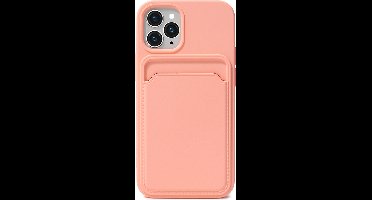 Hoesje Pasjeshouder geschikt voor iPhone 15 Pro - Siliconen Case Back Cover Roze
