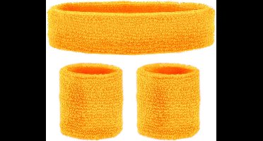 Zweetbandjes, 3-delige set, hoofdband en 2 polsbandjes, sport, accessoires, jaren 80, trainingspak, carnaval, themafeest