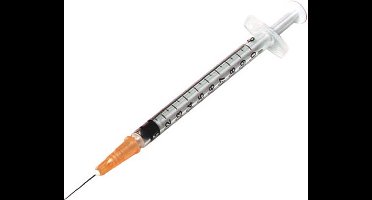 100 STUKS Insulinespuit gemonteerde naald 1 ml 25G 0,5x16 mm LATEXVRIJ