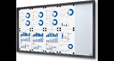 Vergrendelbaar Notitiebord met Schuifdeuren Slim 10 X A4 Antraciet - Syna SCSLG10XA4C7016JS - Horeca & Professioneel