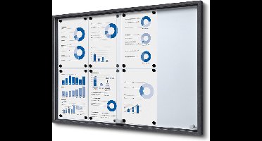 Vergrendelbaar Notitiebord met Schuifdeuren Slim 8 X A4 Antraciet - Syna SCSLG8XA4C7016JS - Horeca & Professioneel