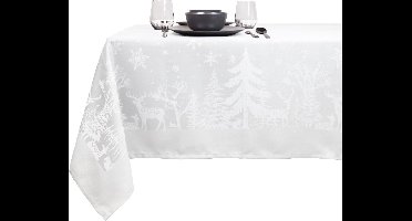 Kerst tafelkleed - Rody - 150x300cm - white - Damast