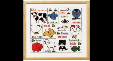 Pako Borduurpakket- tel patroon met code kaart- Boe zegt de koe, Dick Bruna - 219.260 - voorgesorteerd garen - Aida - 42 x36 cm - DIY kit