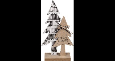 Houten kerstbomen setje Merry Christmas 25,5 cm hoog