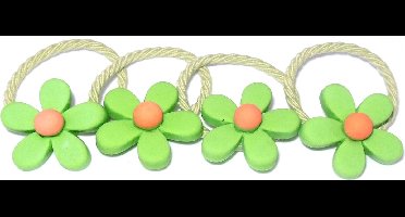 Elastiek met bloem groen-oranje