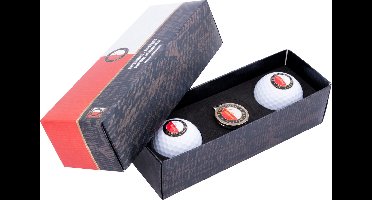 XQMax - Feyenoord Golfballen Giftset - 2 Feyenoord Golfballen Met Feyenoord Golfbal Marker