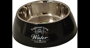Hondeneetbak plastic/RVS water/food 18 cm zwart