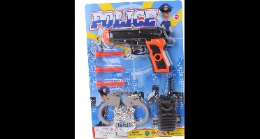 Jonotoys Politie speelgoed pistool en accessoires - kinderen - verkleed rollenspel - plastic - 15 cm