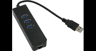 Dolphix USB 3.0 Ethernet Adapter - RJ45, Gigabit - met 3-port USB Hub