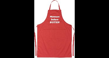 Mannen koken BUITEN! - Luxe Schort Keukenschort met tekst - Rood
