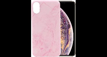 Marmer Hoesje geschikt voor Apple iPhone Xs / X Siliconen TPU Soft Gel Case van iCall - Roze