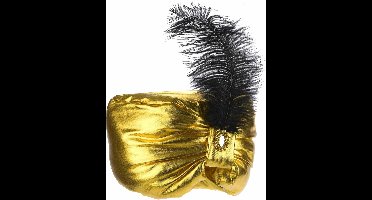 Vegaoo - Goudkleurige sultan muts met veer voor volwassenen - Goud - One Size