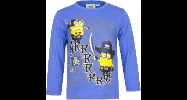 Minion shirt met lange mouw - piraten - blauw - maat 92/98 (3 jaar)