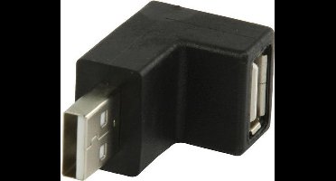 USB 2.0-Adapter 90° Haaks USB A Male - USB A Female Zwart