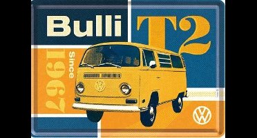 Bulli T2 1967 Metalen Postcard 10  x 14 cm.