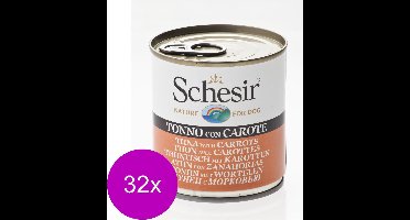 Schesir Hond Blik Gelei 285 g - Hondenvoer - 32 x Tonijn&Wortel