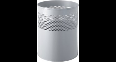 HELIT Metalen prullenbak - 15 liter - Metaal - Lichtgrijs - dxh 260x315 mm
