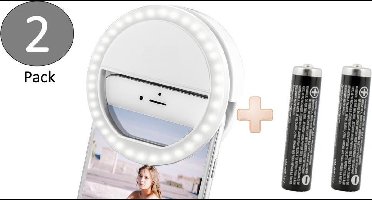 Ringlamp - Selfie Ring Light - Ring Lamp Universeel voor Smartphone - Inclusief Batterijen - 2 Stuks