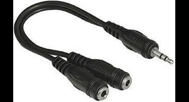 Hama 3.5 mm Jack Plug, Stereo -2 x 3.5 mm Jack Socket, Stereo audio kabel 0,2 m 2 x 3.5mm 3.5mm Zwart