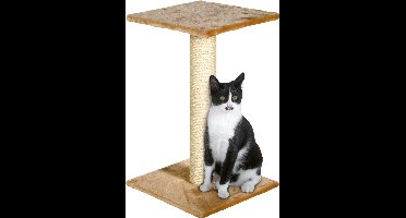 Krabpaal – Flamingo Scolette Beige & Ecru – 38 × 38 × 60 cm – sisal krabpaal – met ligplateau – zacht pluche – voor katten