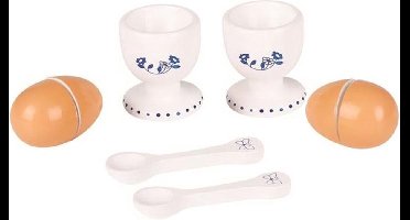 Mamamemo Eieren Met Eierdopjes Hout 5 Cm Wit/roze