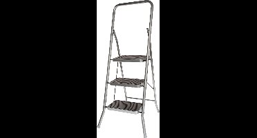 Cosy&Trendy Huishoudtrap Met 3 treden - Zilver