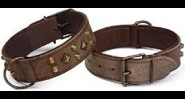 Leren halsband Mohican. Bruin.