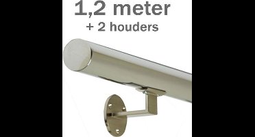 RVS Gepolijst Trapleuning 120 cm met 2 houders