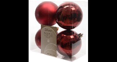 3 stuks Kerstbal plastic glans-mat/100mm/ossenbloed