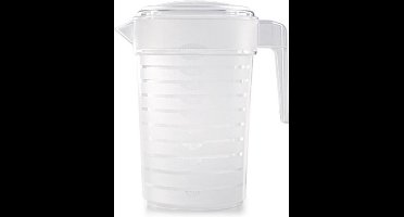 PlasticForte Waterkan met deksel - 1 liter - transparant - kunststof - schenkkan karaf