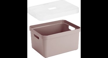 Sunware Opbergbox met transparante deksel - kastmand - roze - 13 liter - kunststof - 35 x 25 x 18 cm - Opbergers