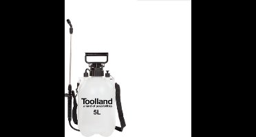 Toolland Drukspuit, sproeilans, regelbare sproeikop, niveau-indicator, draagriem, 5 liter, pompsysteem, wit/zwart