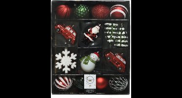 Decoris Kersthangers - 25x - rood/wit/groen - onbreekbaar - Kerstboomversiering kunststof