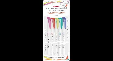 Zebra Brush Mildliners WFT8-5C-HC-N Set van 5 Warm Colors + Extra een Artline Pastel Marker